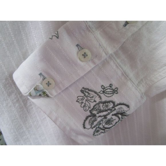 English Laundry Mod Mens Med Button Up Casual Embroidered Applique Flip Cuff EUC - Picture 6 of 16